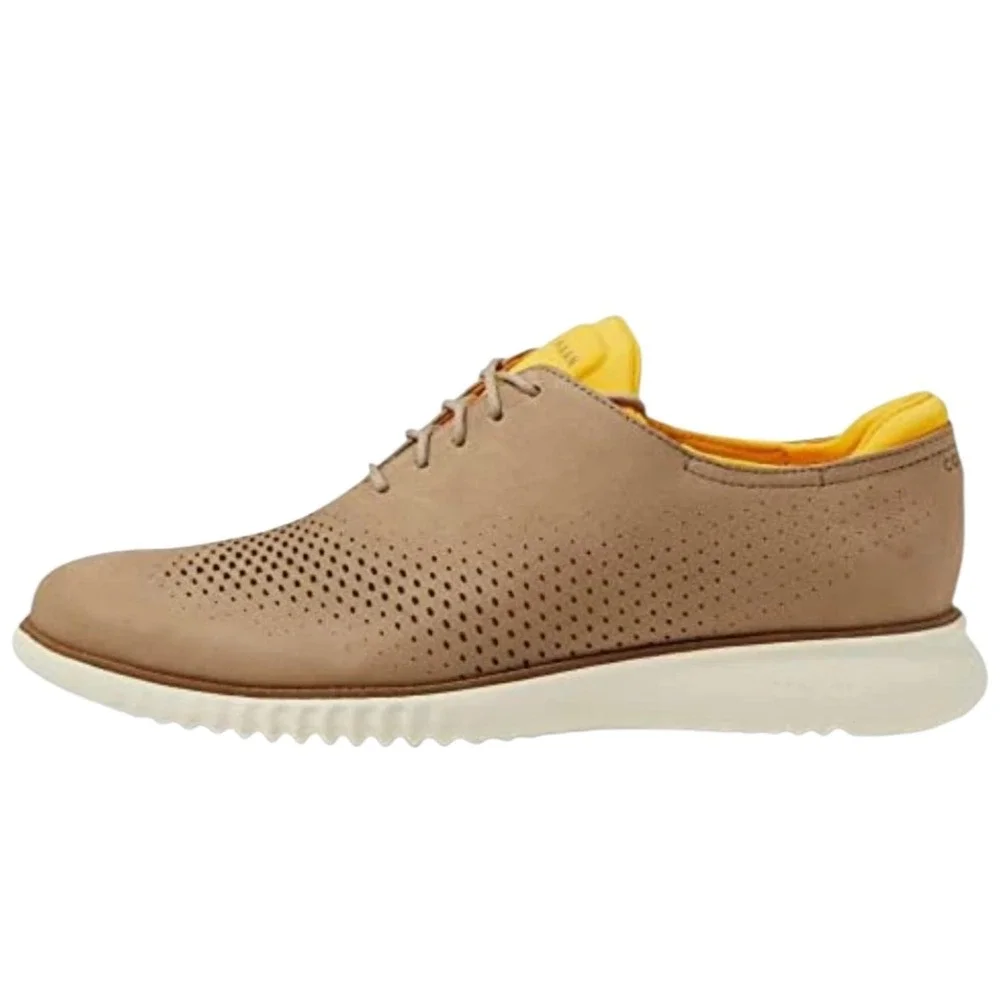 Cole Haan Men's 2 Zerogrand Laser Wingtip Oxfords Size 8 M‎ Color Dune Ivory NEW